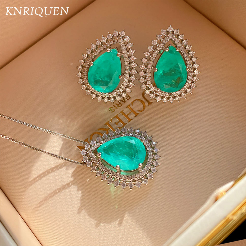 Diamond Stud Earrings - Комплект ювелирных украшений Paraiba, ожерелье и
