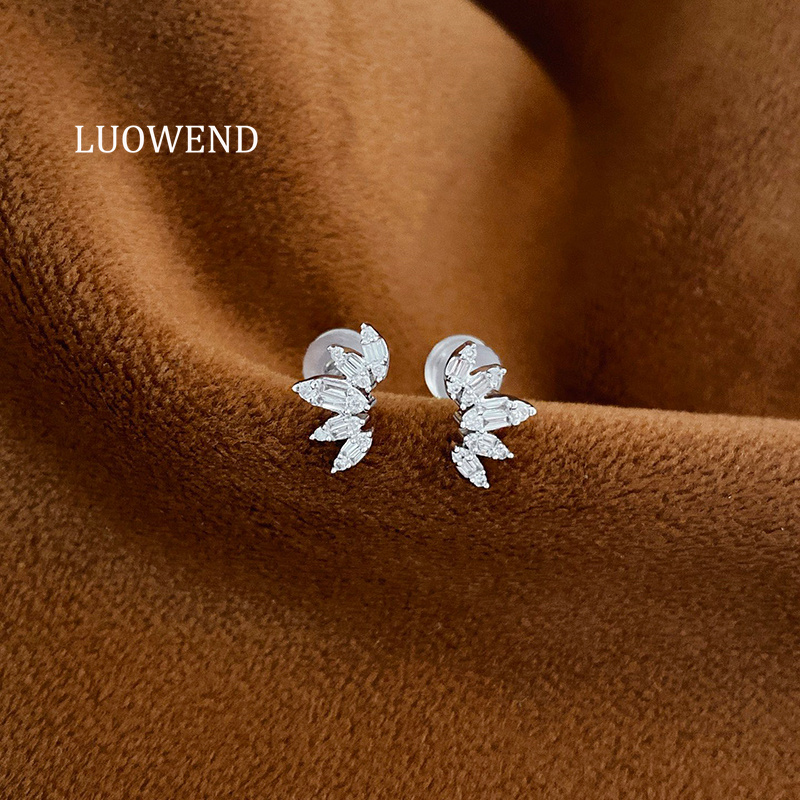 Diamond Stud Earrings - Серьги LUOWEND из 100% белого золота